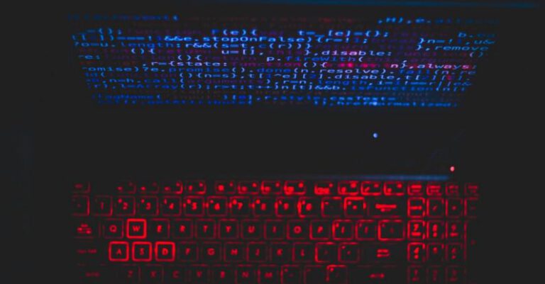 Coding - Blue And Red Light From Computer